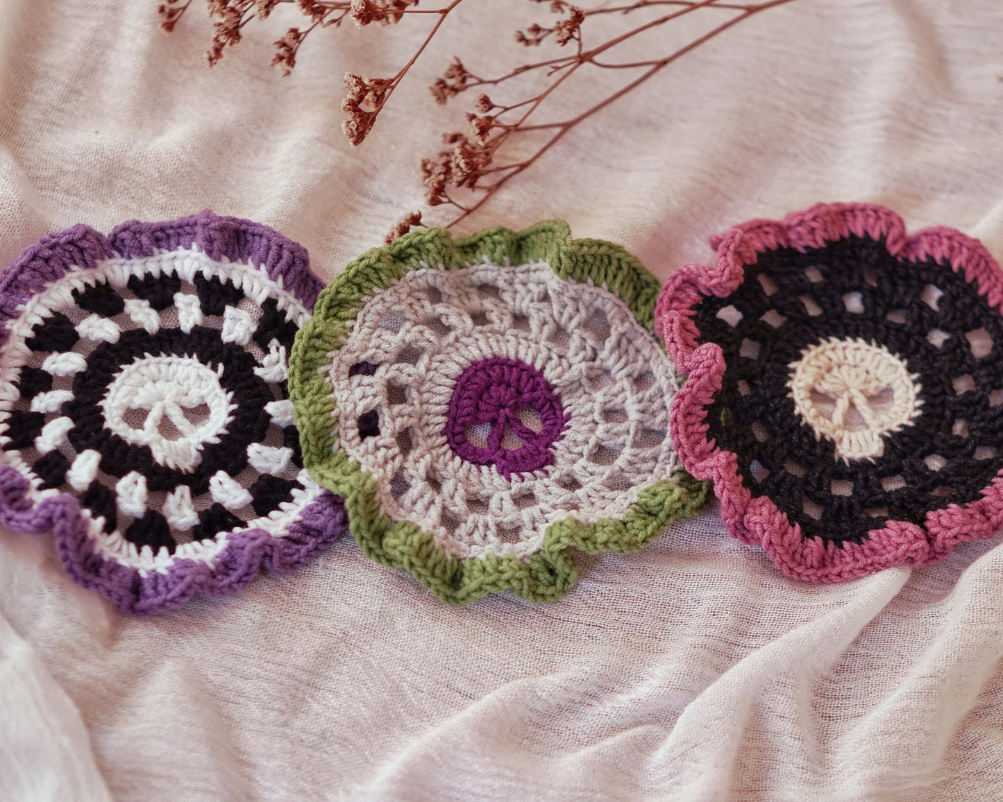 Brainy Skull Coaster set Crochet Pattern